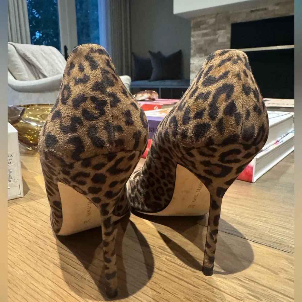 Manolo Blahnik Leopard Suede Pumps